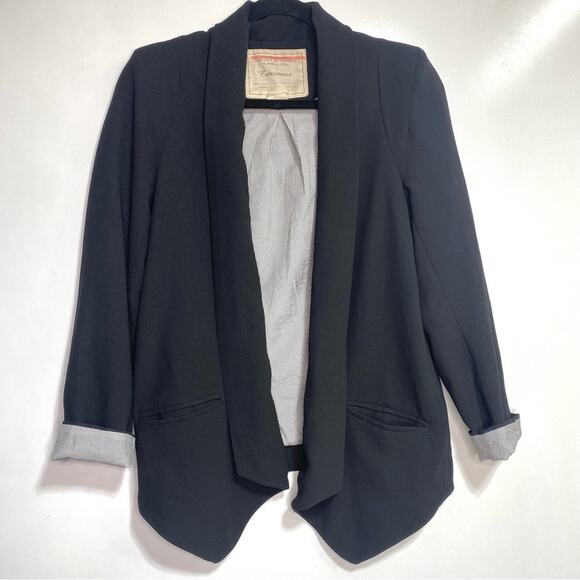 Anthropologie Cartonnier Open Shawl Collar Black Blazer XS - Picture 1 of 13